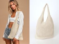 Lulus Vacay Bound Cream Crochet Tote Bag (Image via Lulus)